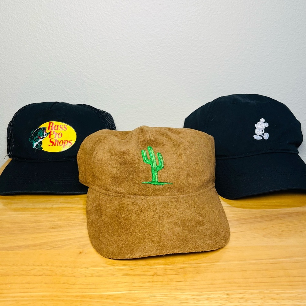 Bundle Disney Mickey Nike- Black Bass Pro - Brown Suede and Cactus 3 Hat Bundle